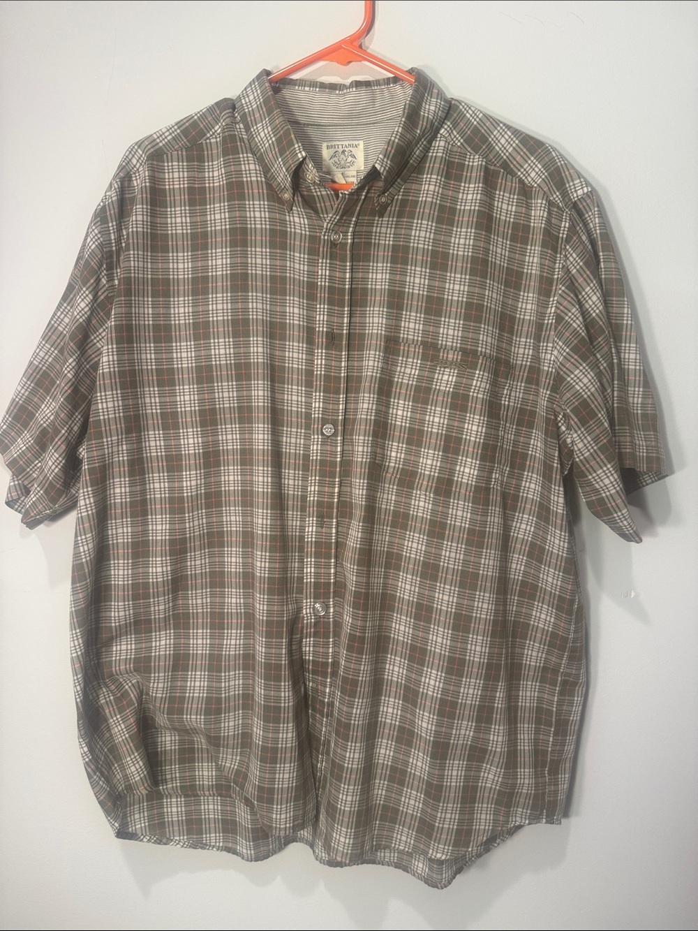 Brittania Brown Plaid Short-Sleeve Button-Down Shirt